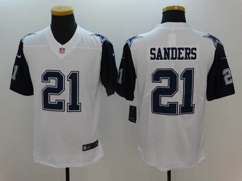 Men's Dallas Cowboys Deion Sanders #21 White Game Jerseys