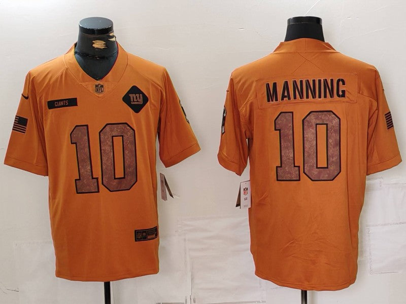 Men's New York Giants Eli Manning #10 Brown 2023 Salute To Service Limited Jerseys