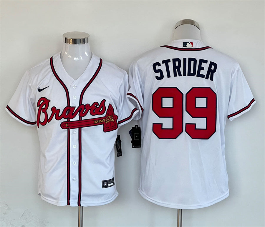 Men's Atlanta Braves Spencer Strider #99 White Replica Player Jerseys