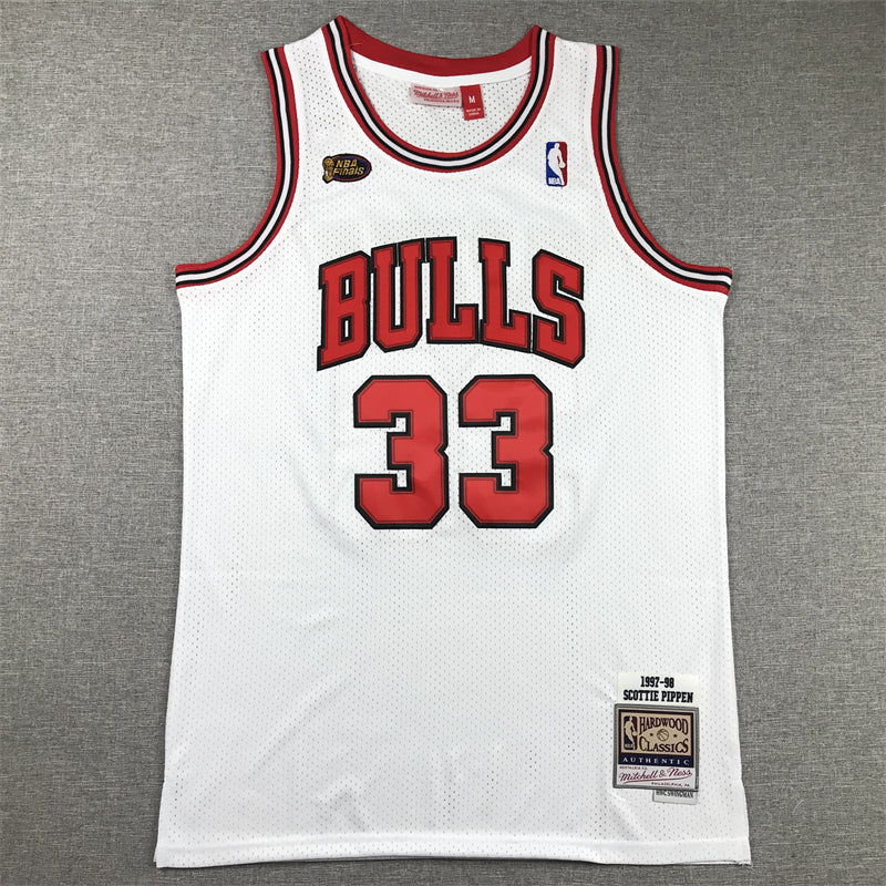 Men's Chicago Bulls Scottie Pippen 1997-98 White Hardwood Classics Swingman Jerseys