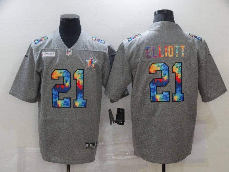 Men's Dallas Cowboys Ezekiel Elliott #21 Gray Game Player Jerseys