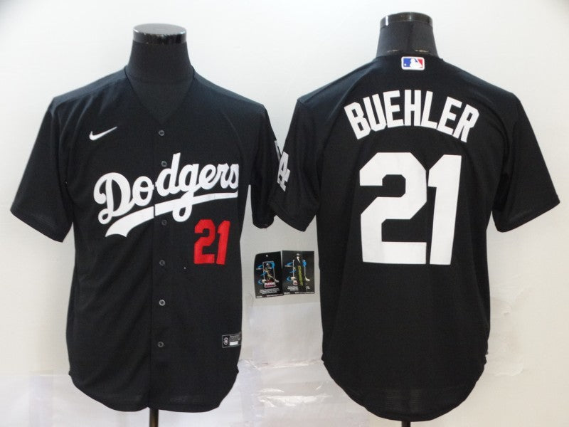 Men's Los Angeles Dodgers Walker Buehler #21 Black Stitched Jerseys