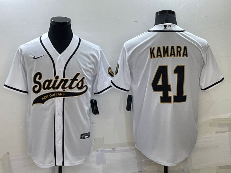 Men's New Orleans Saints Alvin Kamara #41 White Game Jerseys Joint Edition