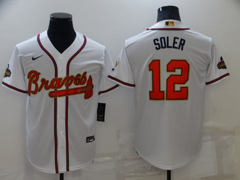 Men's Atlanta Braves Jorge Soler #12 White Replica Jerseys
