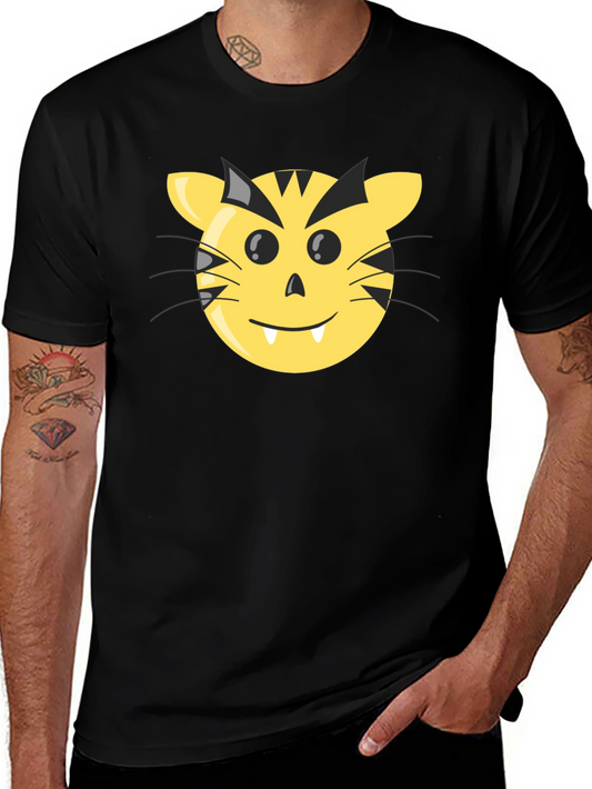 Funny Cartoon Tiger Face Graphic Tee