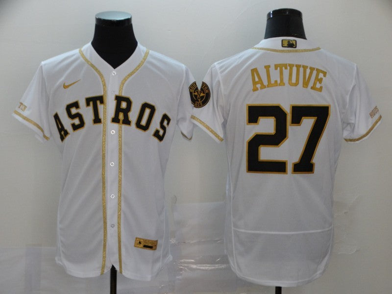 Men's Houston Astros Jose Altuve #27 White Player Jerseys