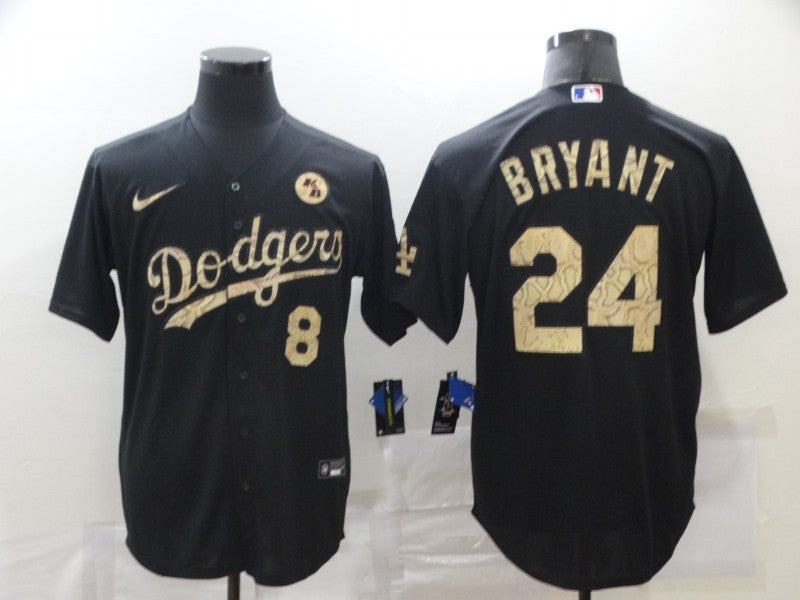 Men's Los Angeles Dodgers Kobe Bryant #8-24 Black Authentic Game Jerseys
