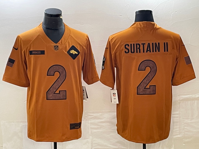 Men's Denver Broncos Patrick Surtain II #2 Brown 2023 Salute To Service Limited Jerseys