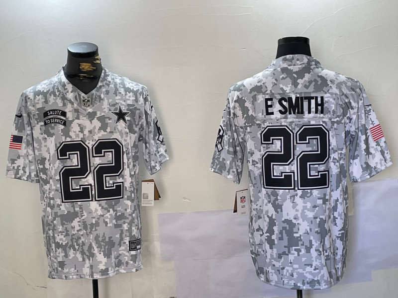 Men's Dallas Cowboys Emmitt Smith #22 Arctic Camo 2024 Salute to Service Retired Player Limited Jerseys