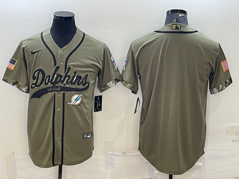 Men's Miami Dolphins Olive 2022 Salute To Service Limited Blank Jerseys