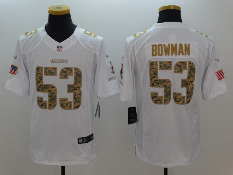 Men's San Francisco 49ers Navoro Bowman #53 White Game Player Jerseys