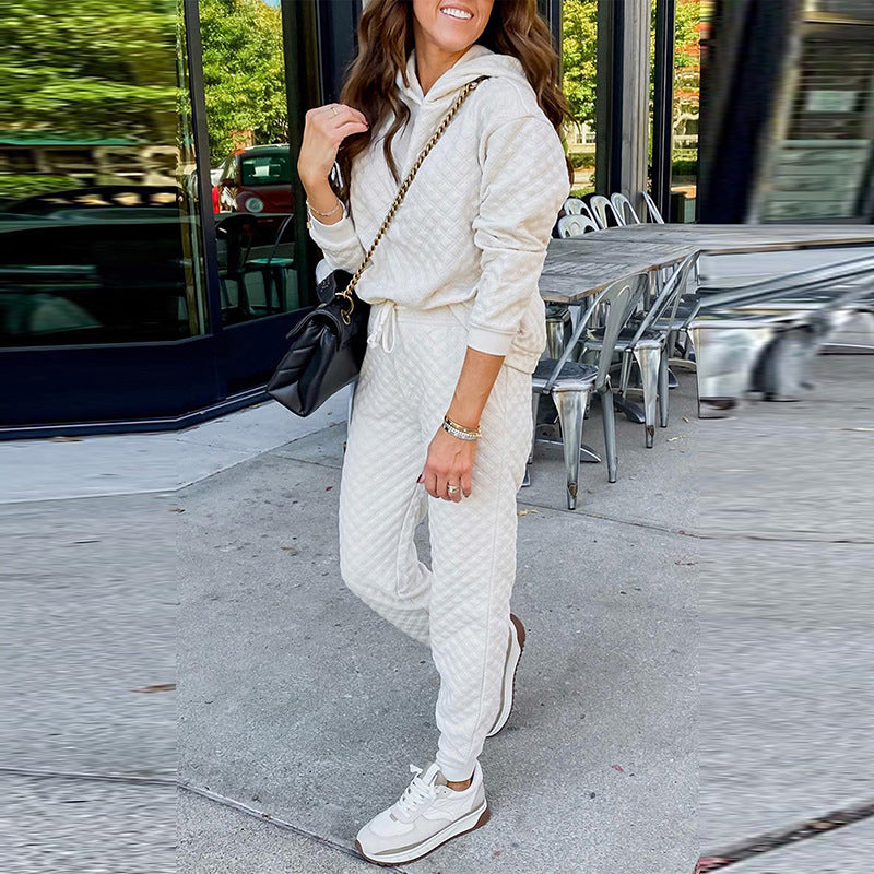 Stylish Solid Apparel Solid Color Texture Two-piece Set Women