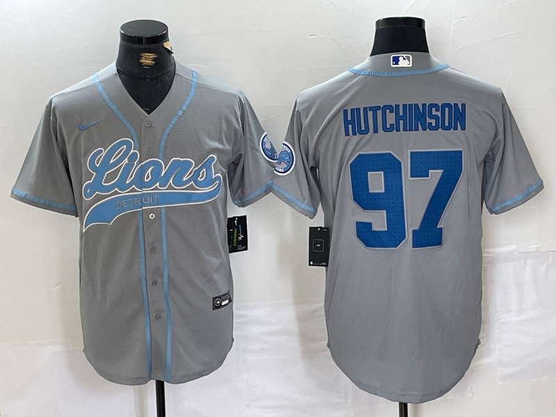 Men's Detroit Lions Aidan Hutchinson #97 Gray Game Player Jerseys
