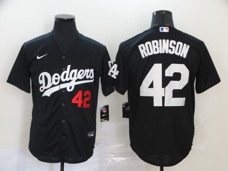 Men's Los Angeles Dodgers Jackie Robinson #42 Black Stitched Jerseys