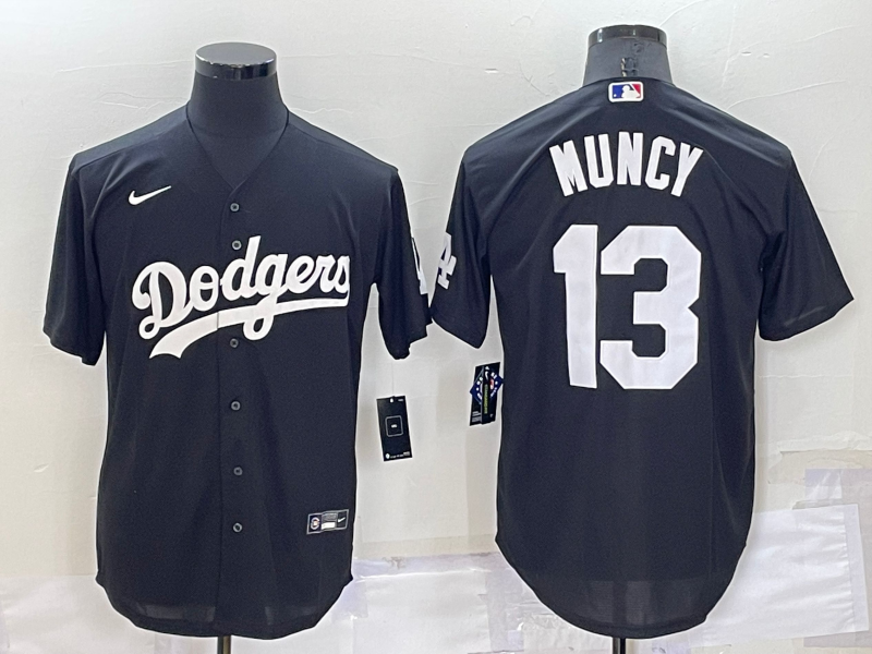 Men's Los Angeles Dodgers Max Muncy #13 Black Replica Baseball Jerseys