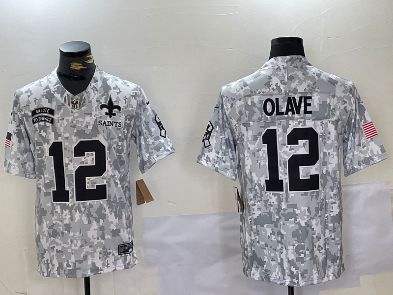 Men's New Orleans Saints Chris Olave #12 Arctic Camo 2024 Salute to Service Limited Jerseys