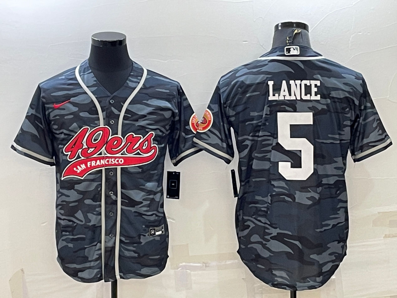 Men's San Francisco 49ers Trey Lance #5 Grey Camouflage Player Jerseys Joint Edition