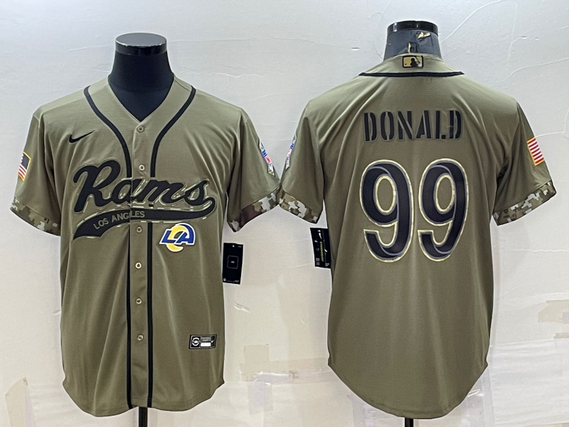 Men's Los Angeles Rams Aaron Donald #99 Olive 2022 Salute To Service Limited Jerseys Joint Edition
