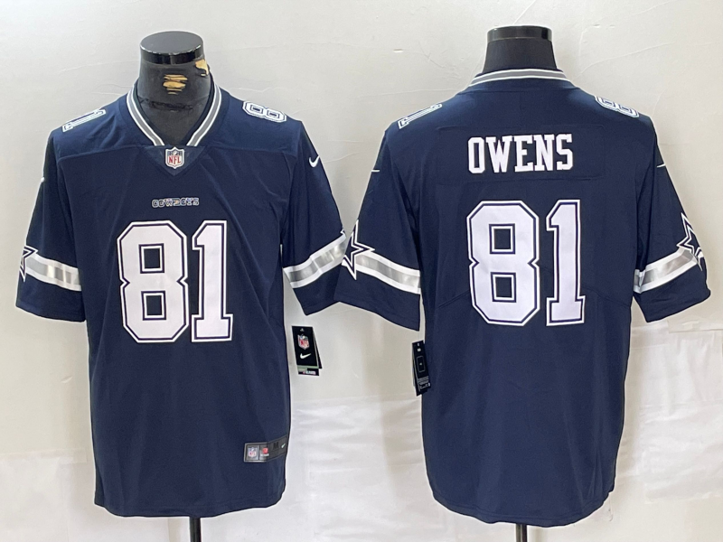Men's Dallas Cowboys Terrell Owens #81 Navy Game Jerseys