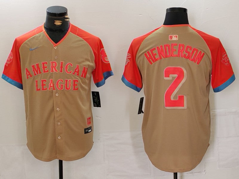 Men's American League Gunnar Henderson #2 Cream 2024 MLB All-Star Game Limited Player Jerseys
