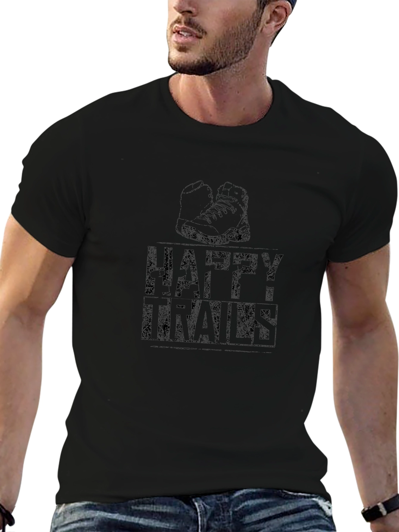Happy Trails Graphic Tee - Black Cotton Casual Shirt