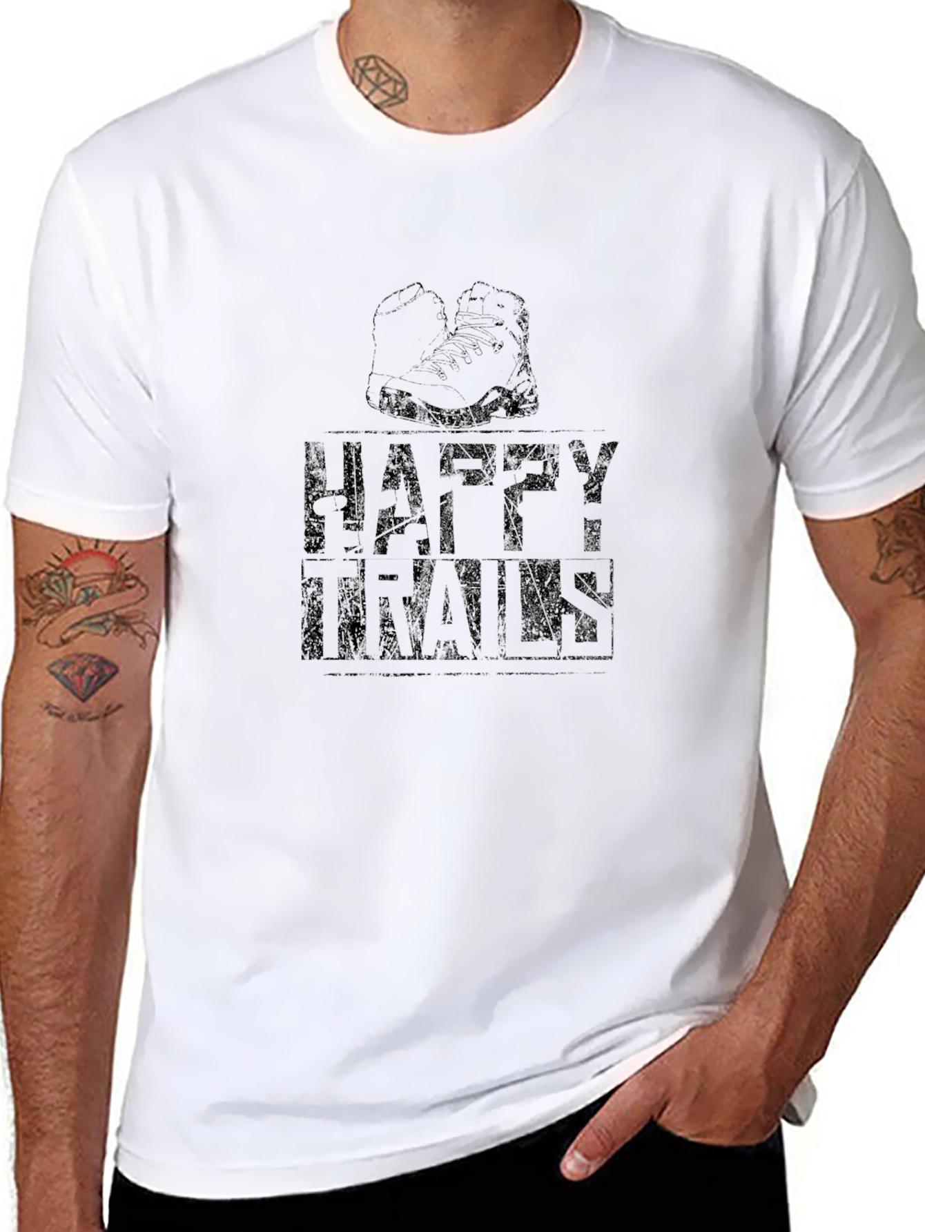 Happy Trails Graphic Tee - Black Cotton Casual Shirt