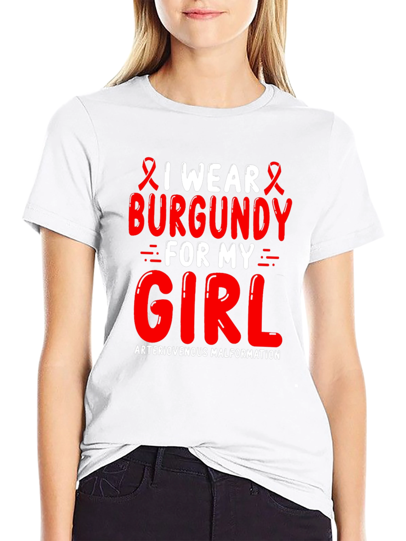 Burgundy Awareness T-Shirt - Arteriovenous Malformation Support