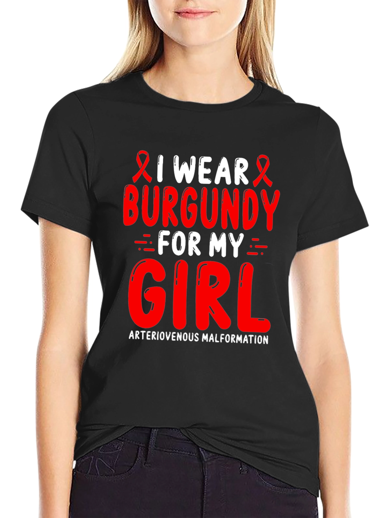 Burgundy Awareness T-Shirt - Arteriovenous Malformation Support