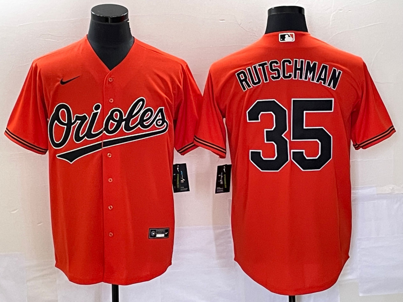 Men's Baltimore Orioles Adley Rutschman #35 Orange Replica Player Jerseys