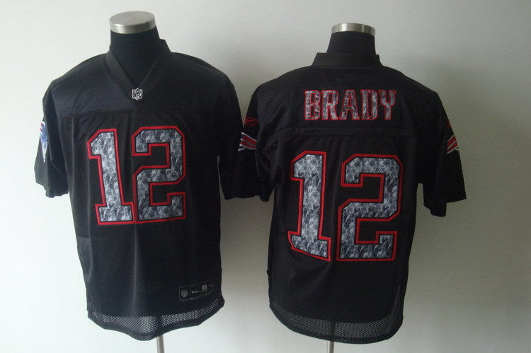 Men's New England Patriots Tom Brady #12 Black Authentic Game Jerseys