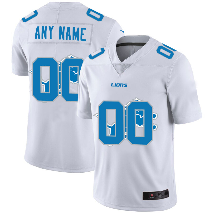 Custom1 Detroit Lions White Team Big Logo Vapor Untouchable Limited Jerseys Stitched American Football Jerseys