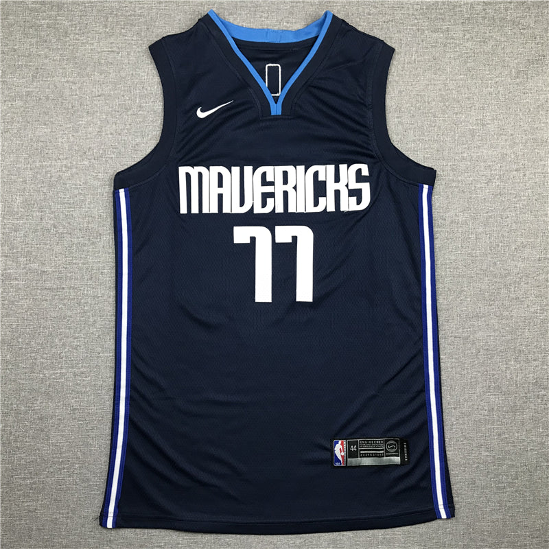 Men's Dallas Mavericks Luka Doncic #77 NBA Dark Blue Replica Jerseys