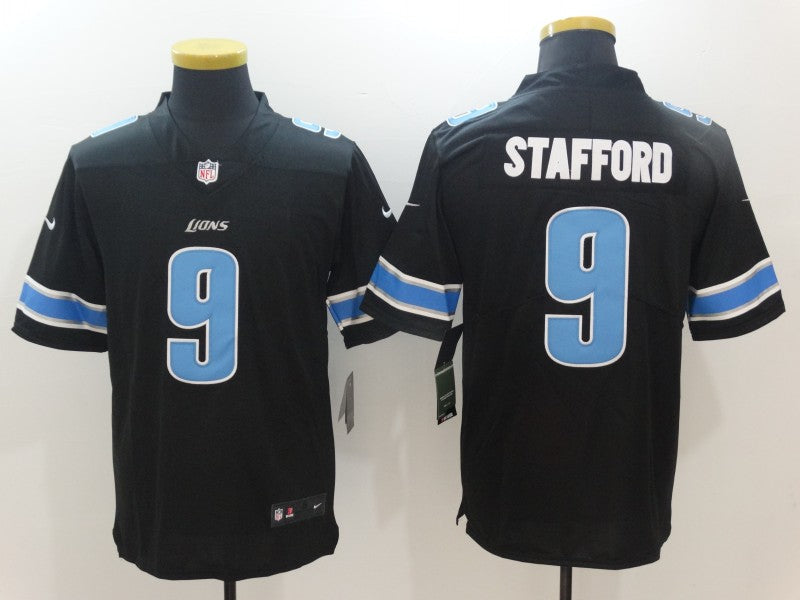 Men's Detroit Lions Matthew Stafford #9 Black Game Jerseys