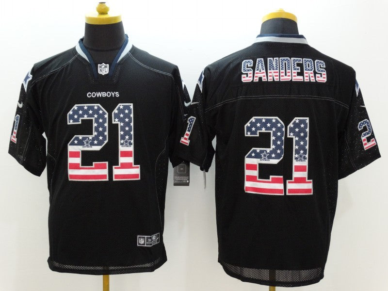 Men's Dallas Cowboys Deion Sanders #21 Black Game Jerseys