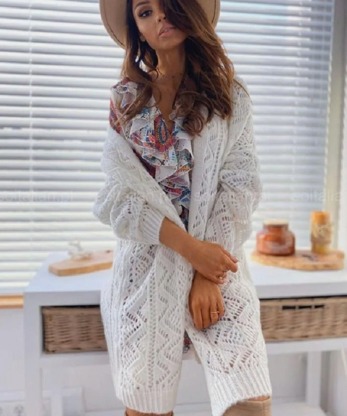 Chic Knit Cardigan Sweater Hollow Knit Cardigan Top Women