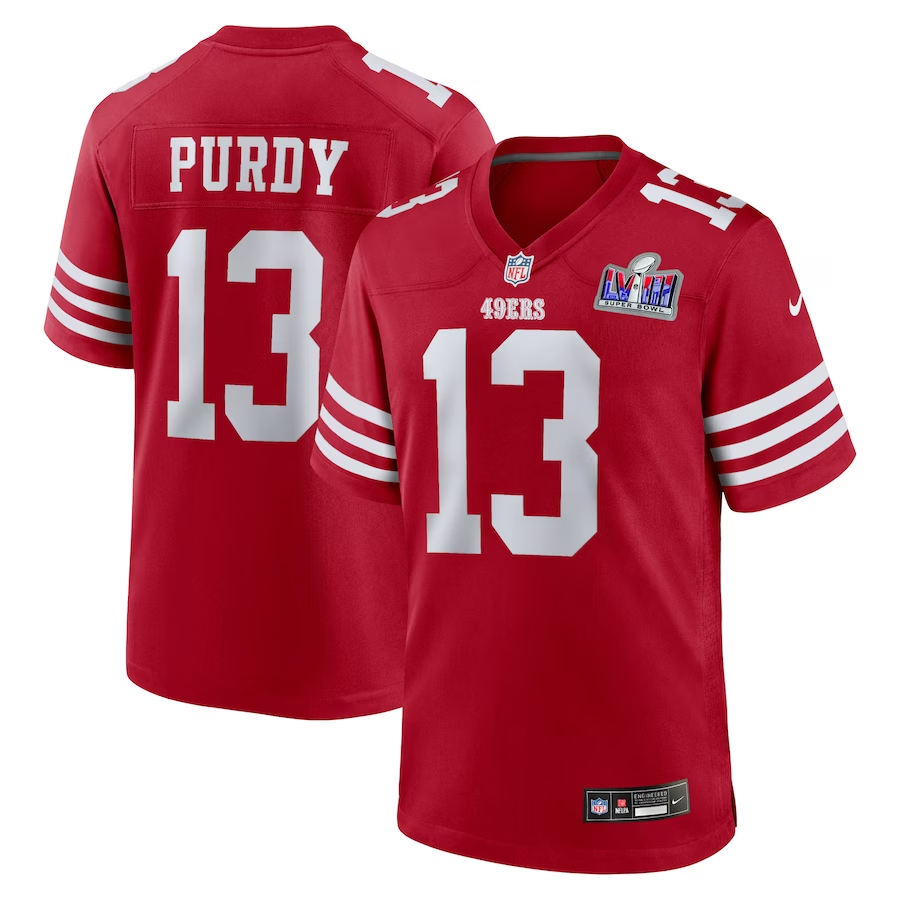 Men's San Francisco 49ers Brock Purdy #13 Scarlet Super Bowl LVIII Game Jerseys