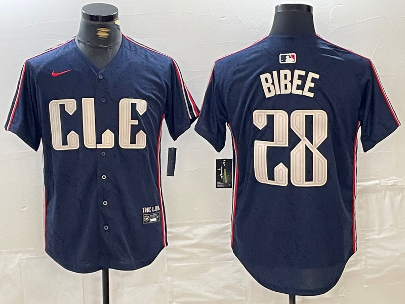 Men's Cleveland Guardians Tanner Bibee #28 Navy 2024 City Connect Limited Jerseys