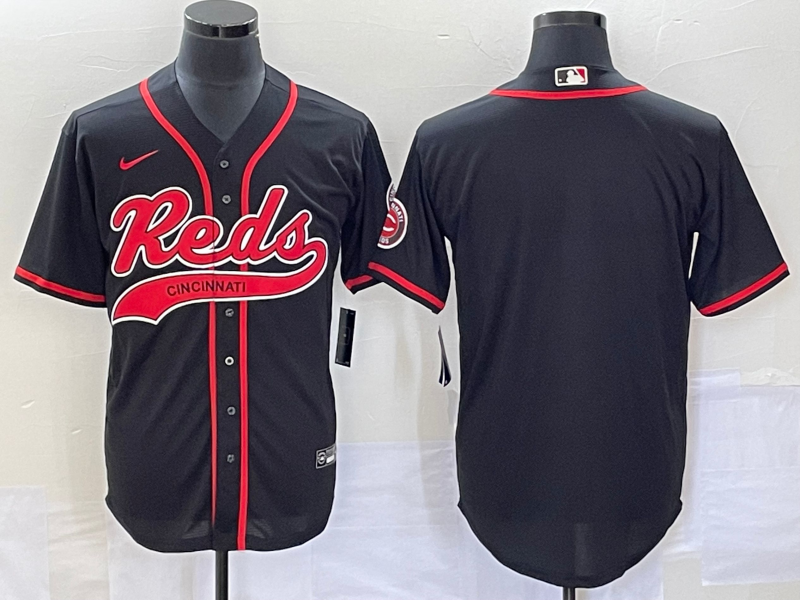 Men's Cincinnati Reds Black Replica Blank Jerseys Joint Edition