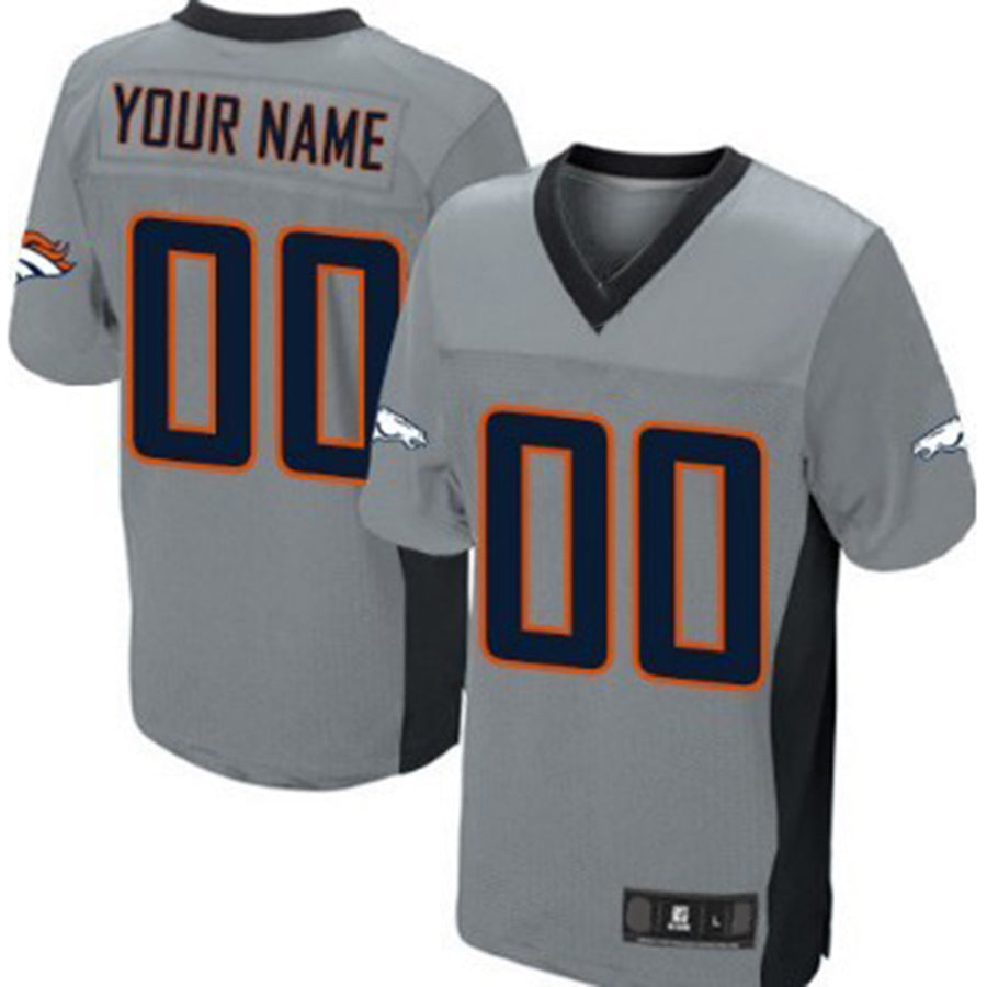 Custom1 Denver Broncos Gray Shadow Elite Jerseys Stitched Jerseys American Football Jerseys