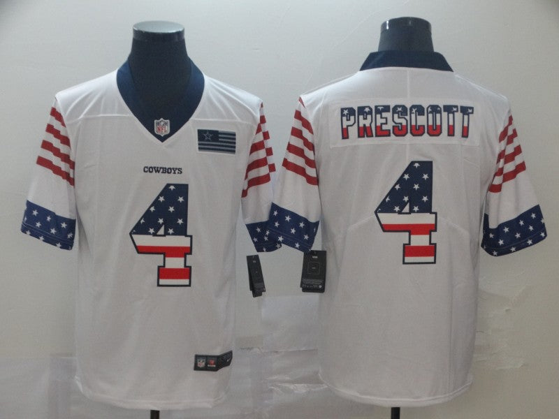 Men's Dallas Cowboys Dak Prescott #4 White Authentic Game Jerseys