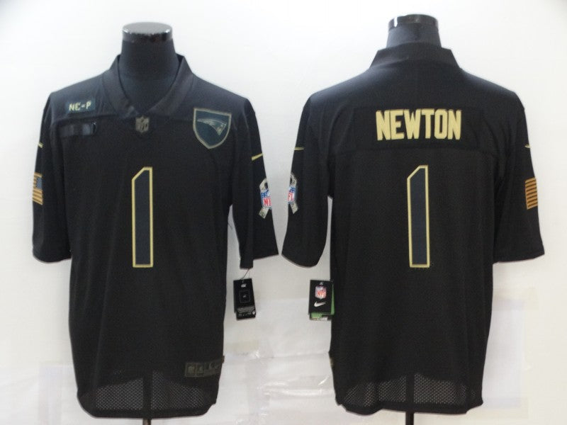 Men's New England Patriots Cam Newton #1 Black Game Player Jerseys