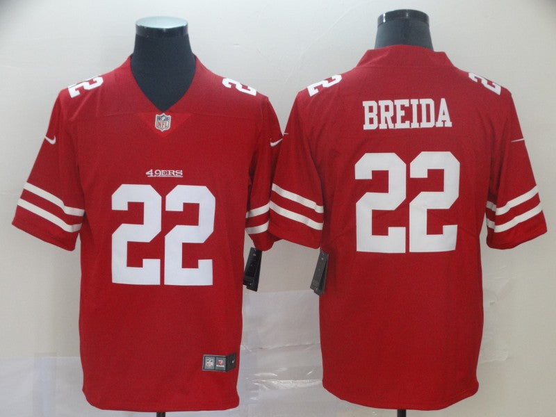 Men's San Francisco 49ers Matt Breida #22 Red Game Jerseys