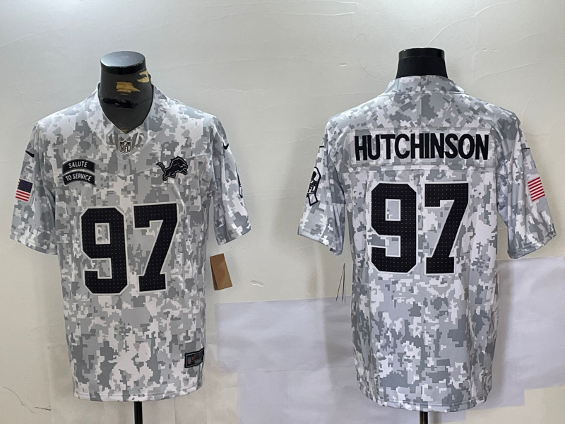 Men's Detroit Lions Aidan Hutchinson #97 Arctic Camo 2024 Salute to Service Limited Jerseys