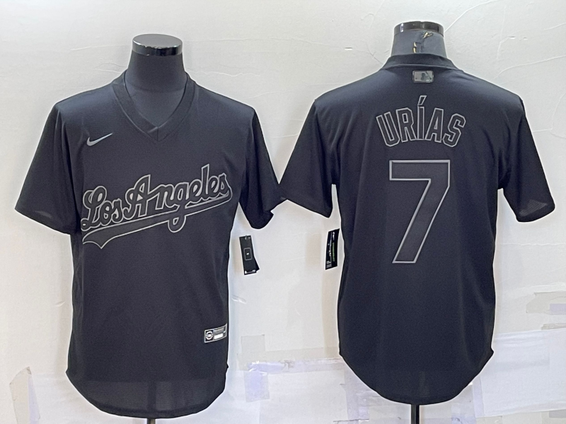 Men's Los Angeles Dodgers Julio Urias #7 Black Authentic Game Jerseys