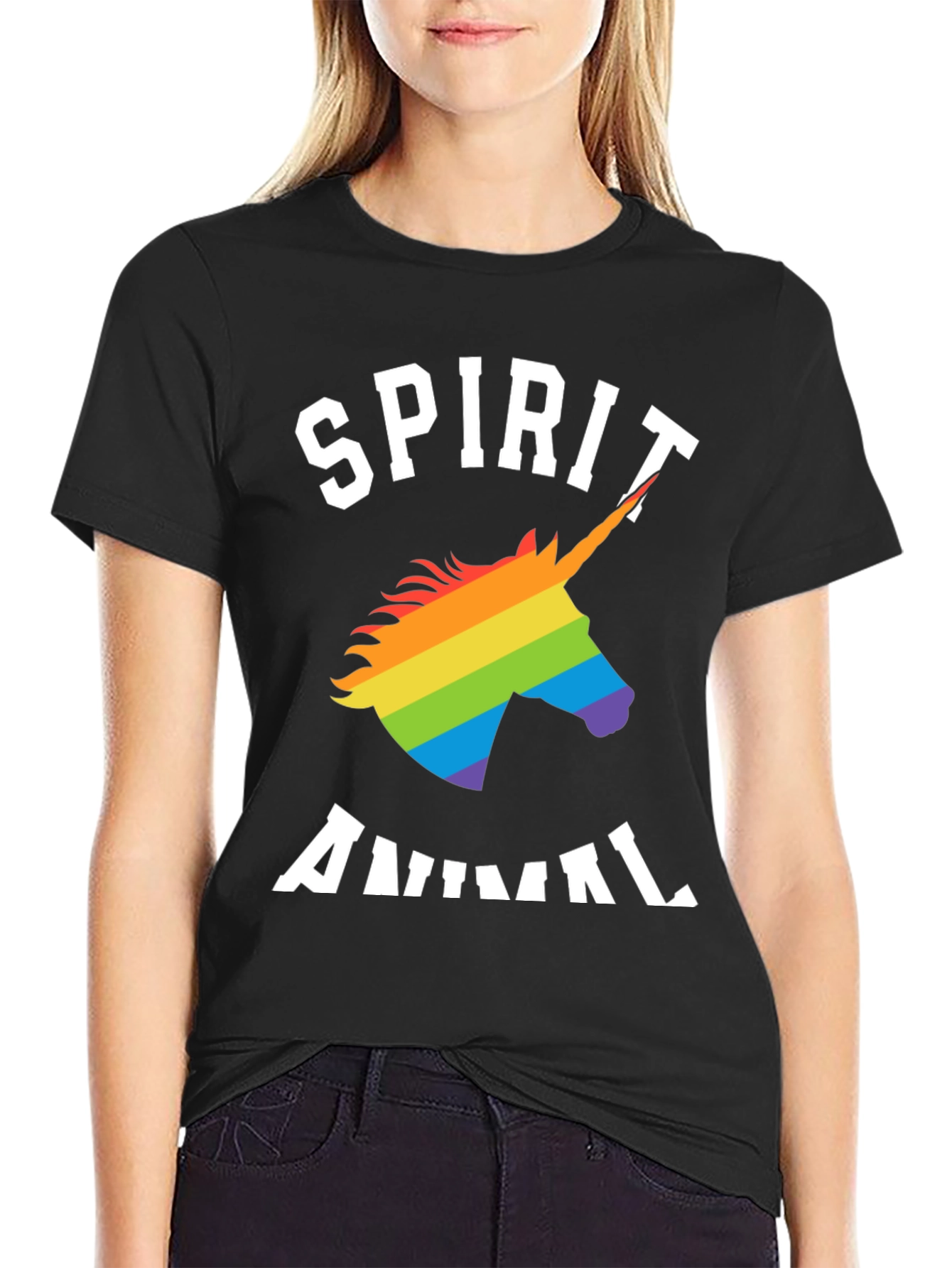 Spirit Animal Rainbow Unicorn Graphic T-Shirt