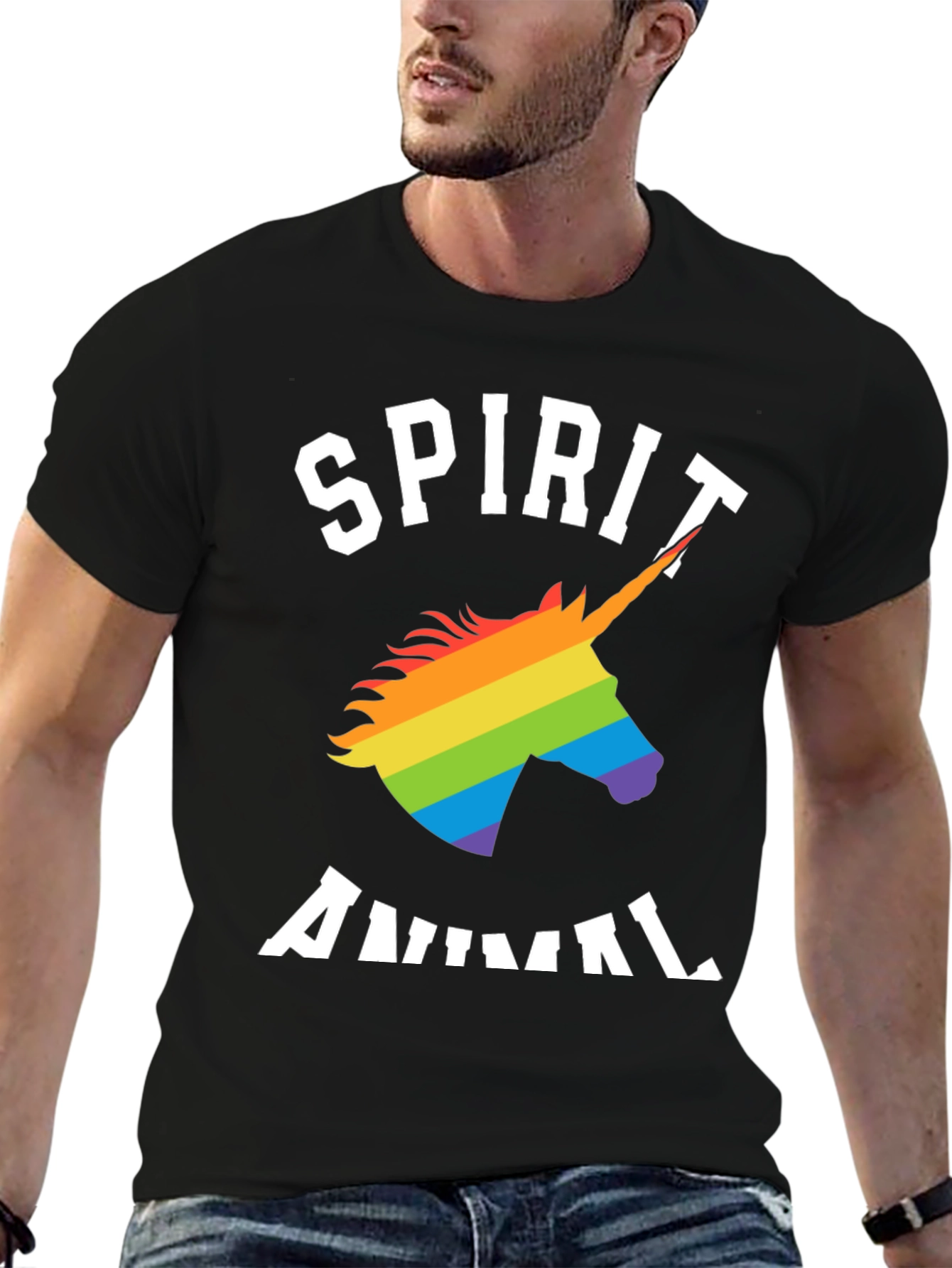 Spirit Animal Rainbow Unicorn Graphic T-Shirt