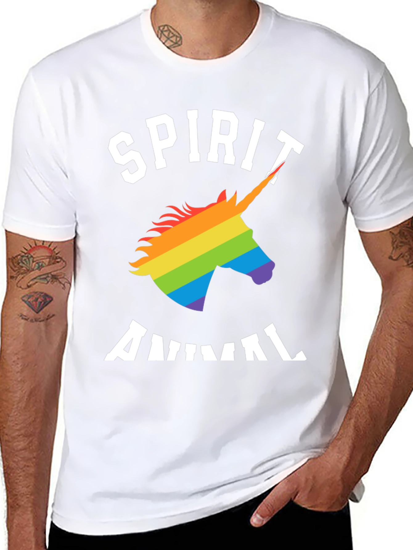 Spirit Animal Rainbow Unicorn Graphic T-Shirt
