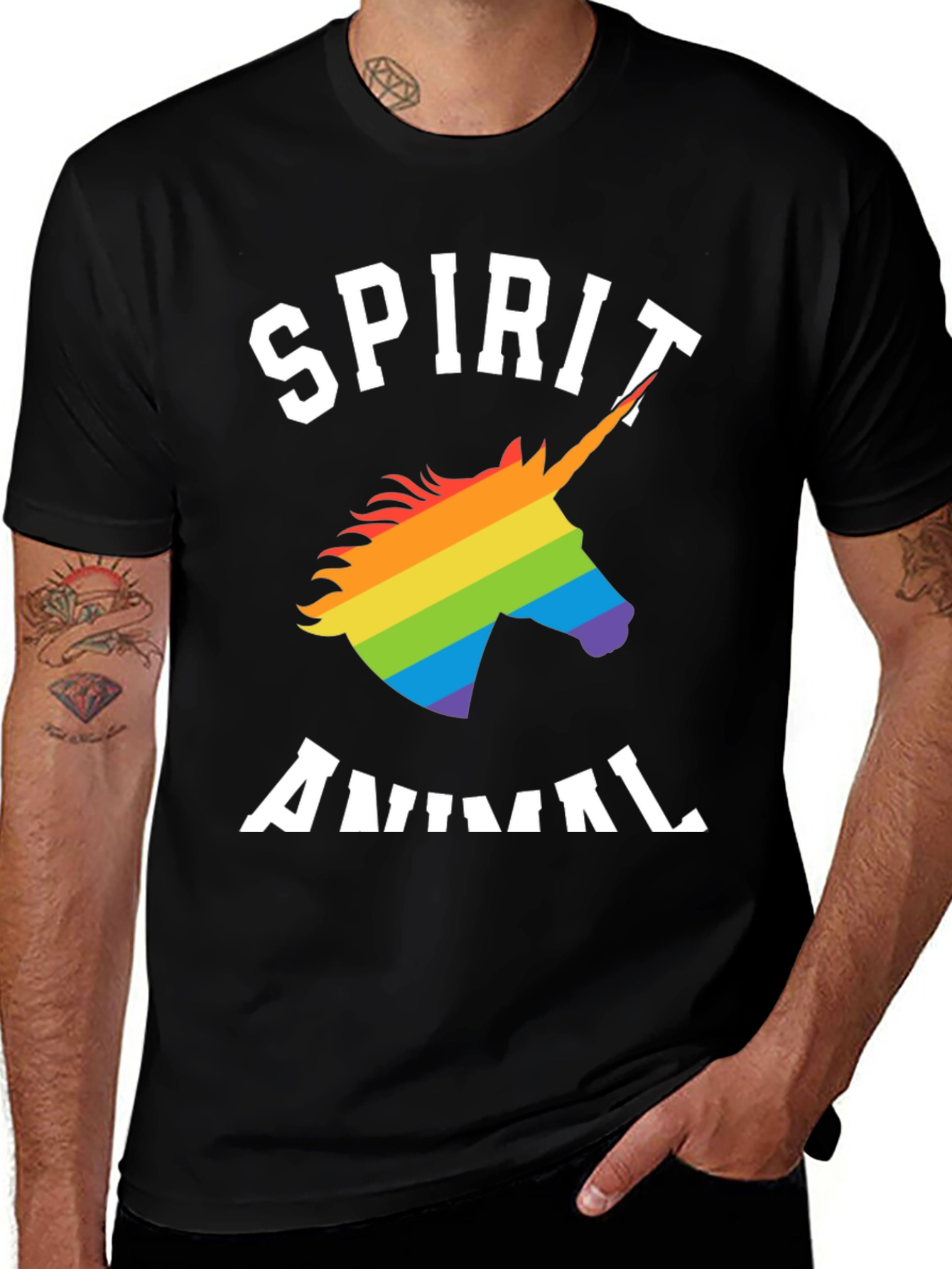 Spirit Animal Rainbow Unicorn Graphic T-Shirt