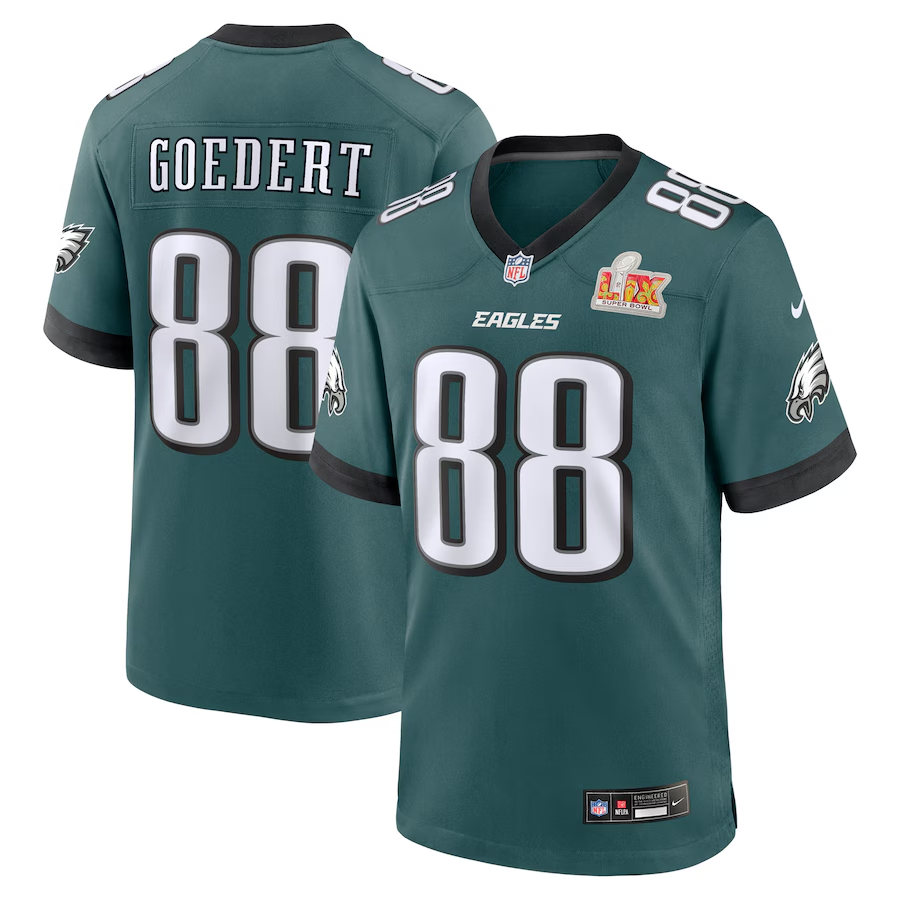 Men's Philadelphia Eagles Dallas Goedert #88 Midnight Green Super Bowl LIX Game Player Jerseys