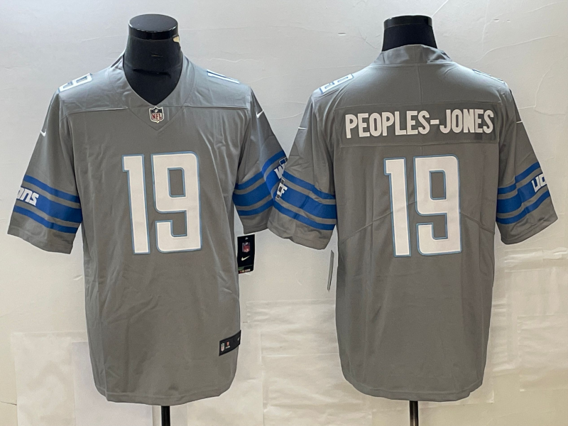 Men's Detroit Lions Donovan Peoples-Jones #19 Gray Game Jerseys